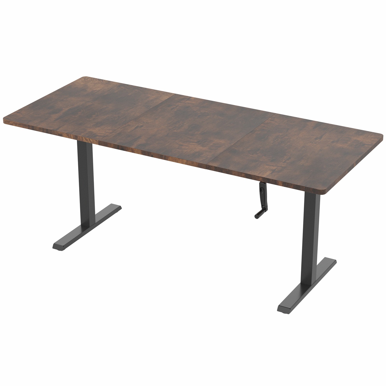 VIVO Manual 71” x 30” Stand Up Desk, Rustic Vintage Brown Table Top, Black Frame