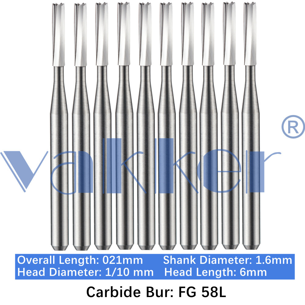 10/Pack Dental Tungsten Carbide Friction Grip Long Carbide Burs 21mm High Speed