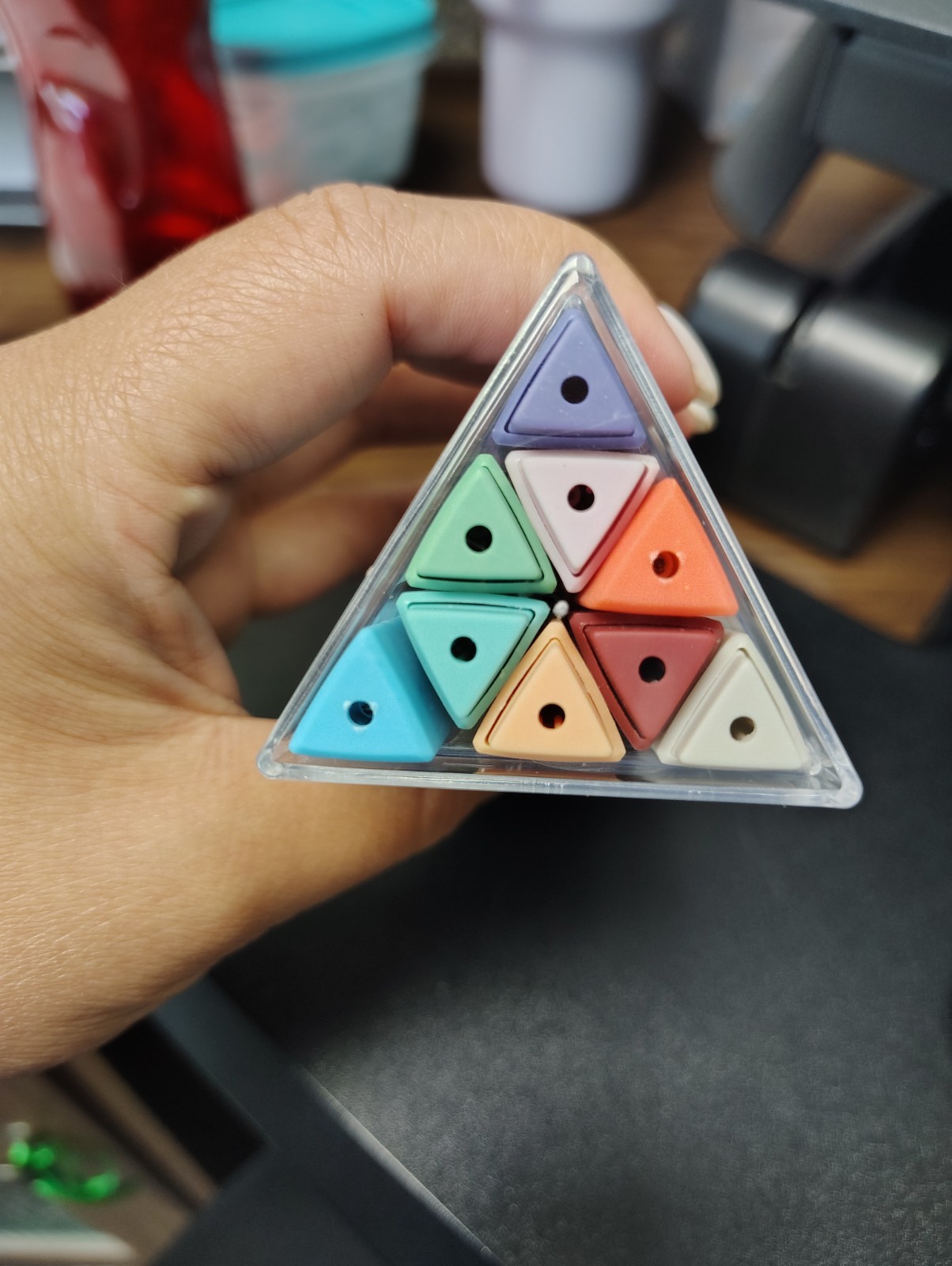 9-Count Triangular Ballpoint Pens Set Black Ink Assorted Colors w/ Case