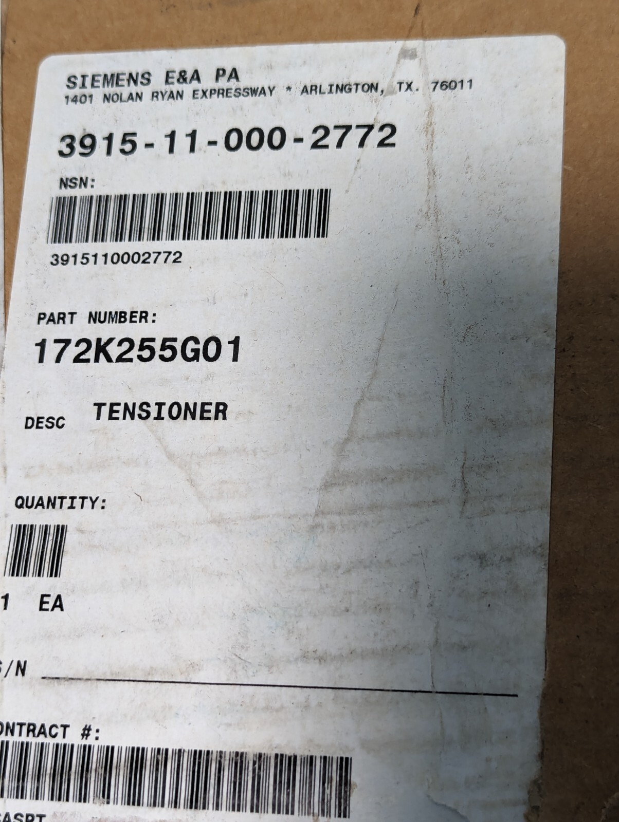 Siemens 172K255G01 Chain Tensioner (Commercial Use)