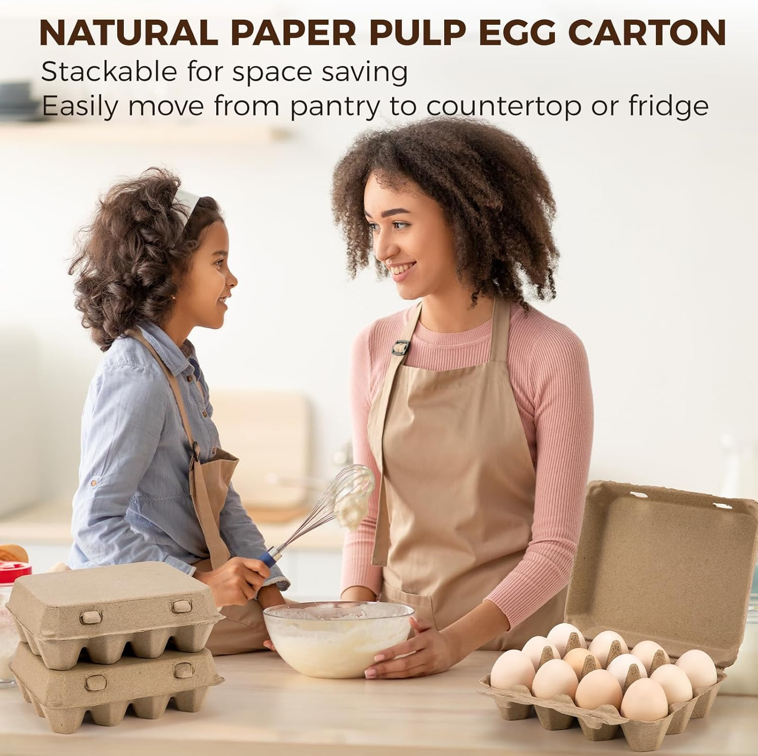 100 Pack Egg Cartons, 3X4 Style Paper Pulp Egg Trays, Sturdy & Reusable Egg Hold