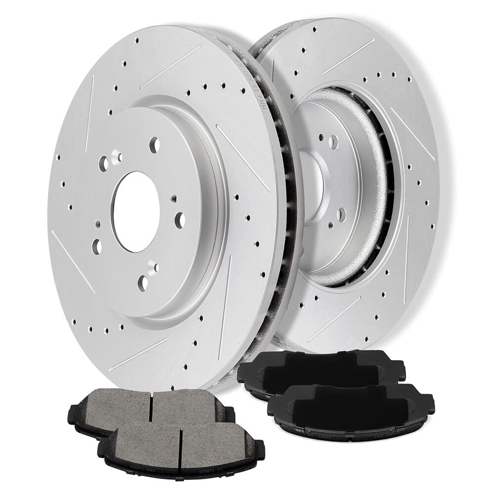 11.65″ Front 5 Lug Vented Disc Rotors & Ceramic Pads for Honda Crosstour 12-15