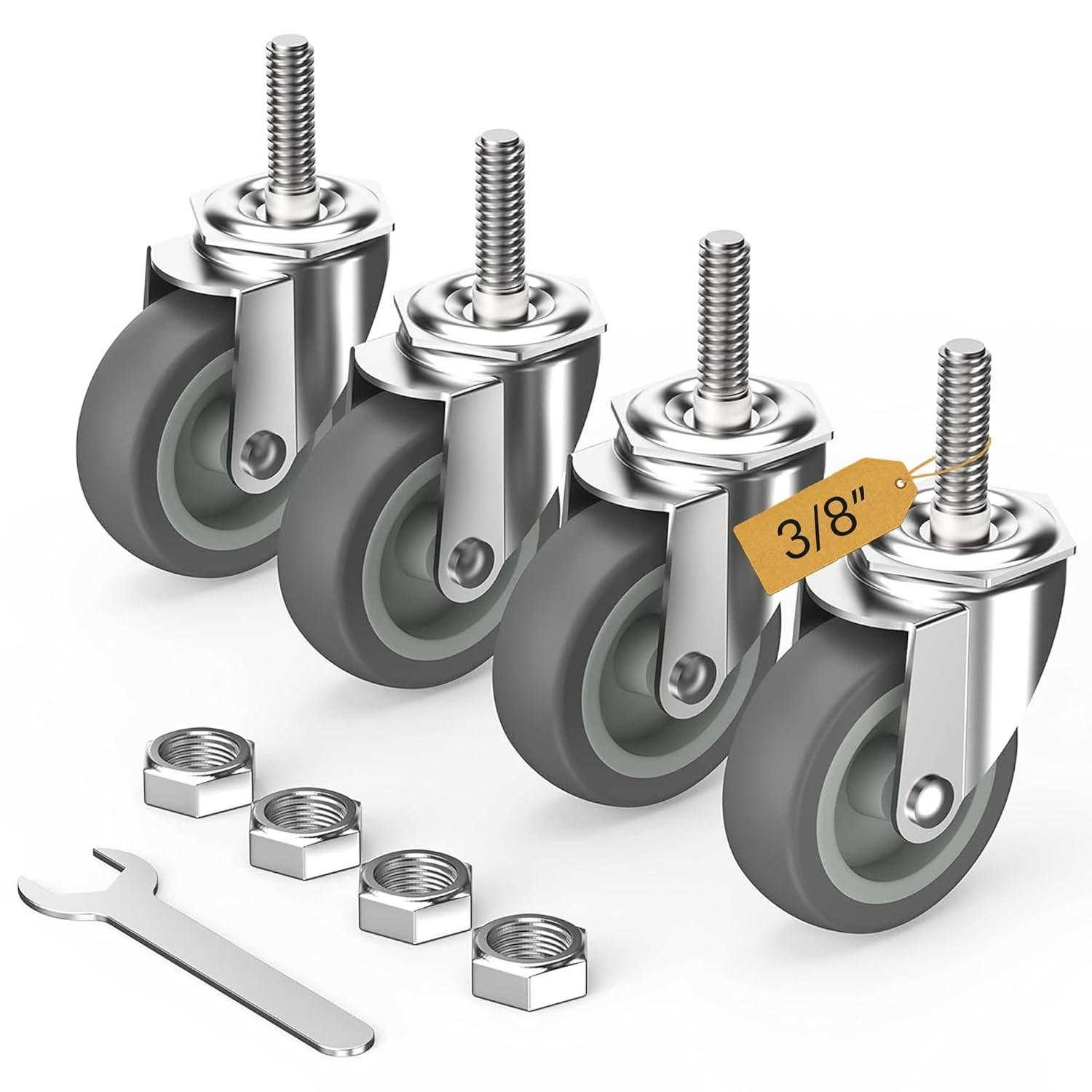 3 Inch Caster Wheels Threaded Stem Casters Set of 4 Heavy Duty Swivel Wheel NEW*