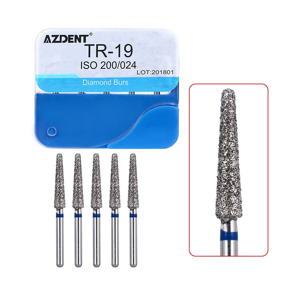 100Pcs AZDENT Dental Diamond Burs High Speed Handpiece Friction Grip 20 Types
