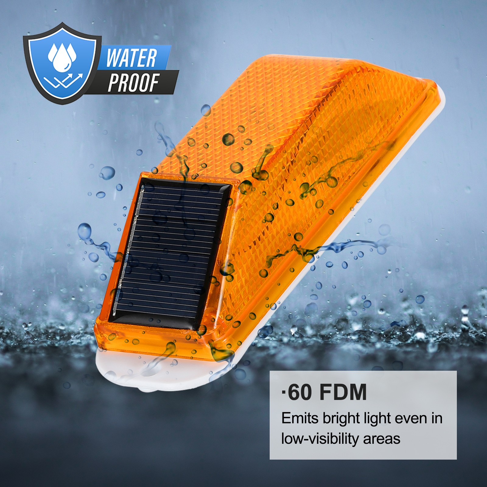 8Pcs Solar Strobe Light Waterproof Traffic Warning Lights, Yellow