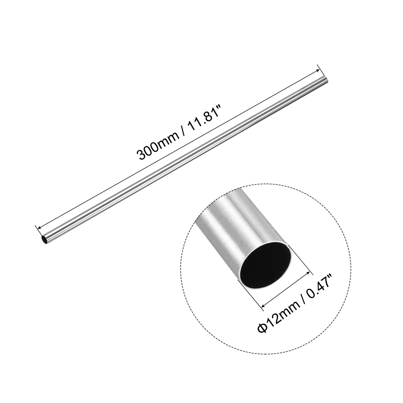 304 Stainless Steel Round Tube 12mm OD 0.3mm Wall Thickness 300mm Length