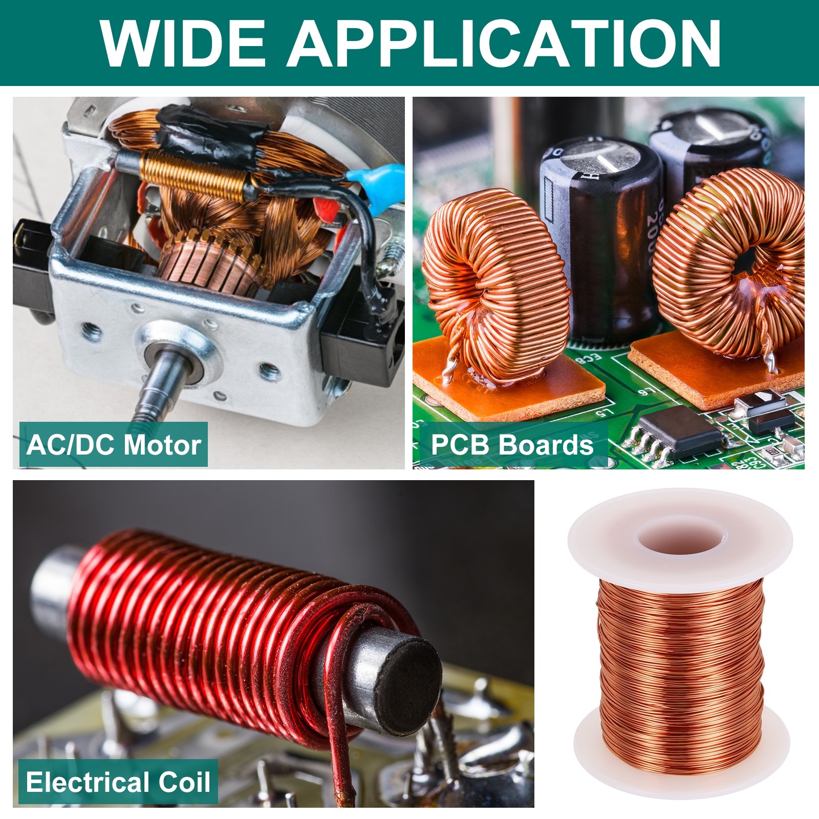 24 AWG Magnet Wire, 8 OZ/226.4g Enameled Copper Wire, 155C(311F)