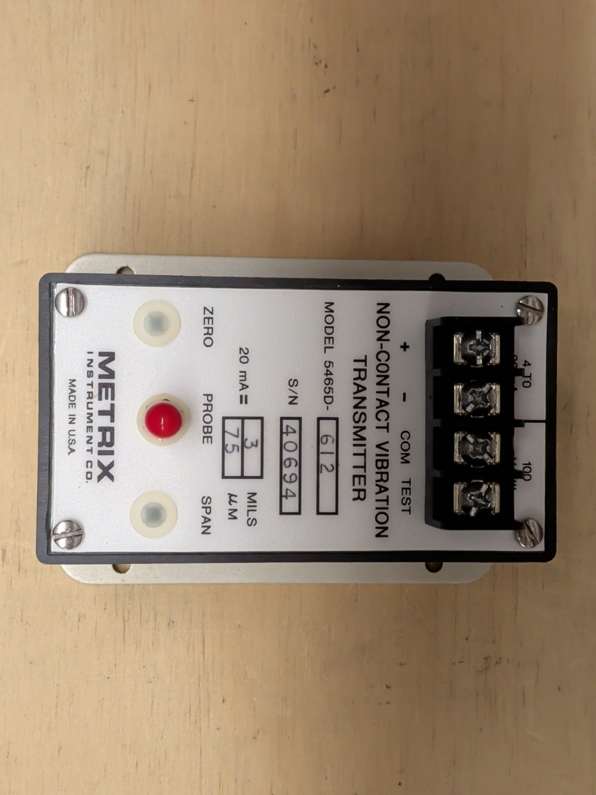 NEW Metrix 5465D-612 Vibration Transmitter Non-Contact Monitoring