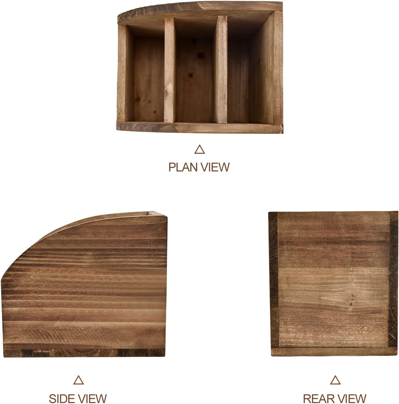 Rustic Vintage Wooden Desk Organizer Farmhouse Wood Remote Control Caddy, 3 S…