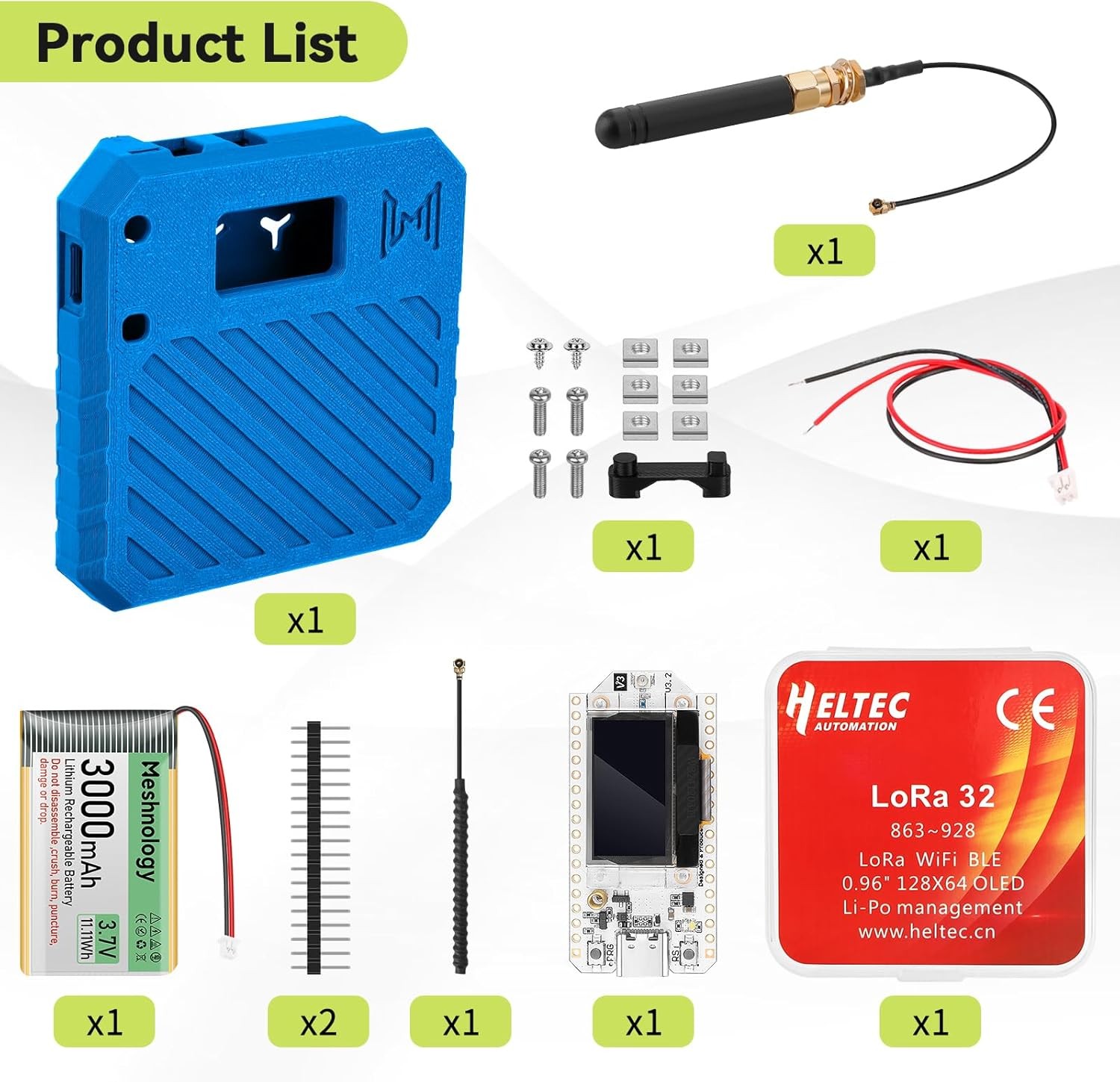 Meshtastic ESP32 LoRa V3 Bluetooth Wifi Board+Battery+ 915MHz Antenna + N33 Case