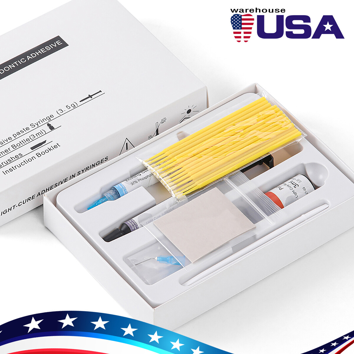 Dental Light Cure Orthodontic Resin Bonding Bracket Adhesive Cure Bond Kit