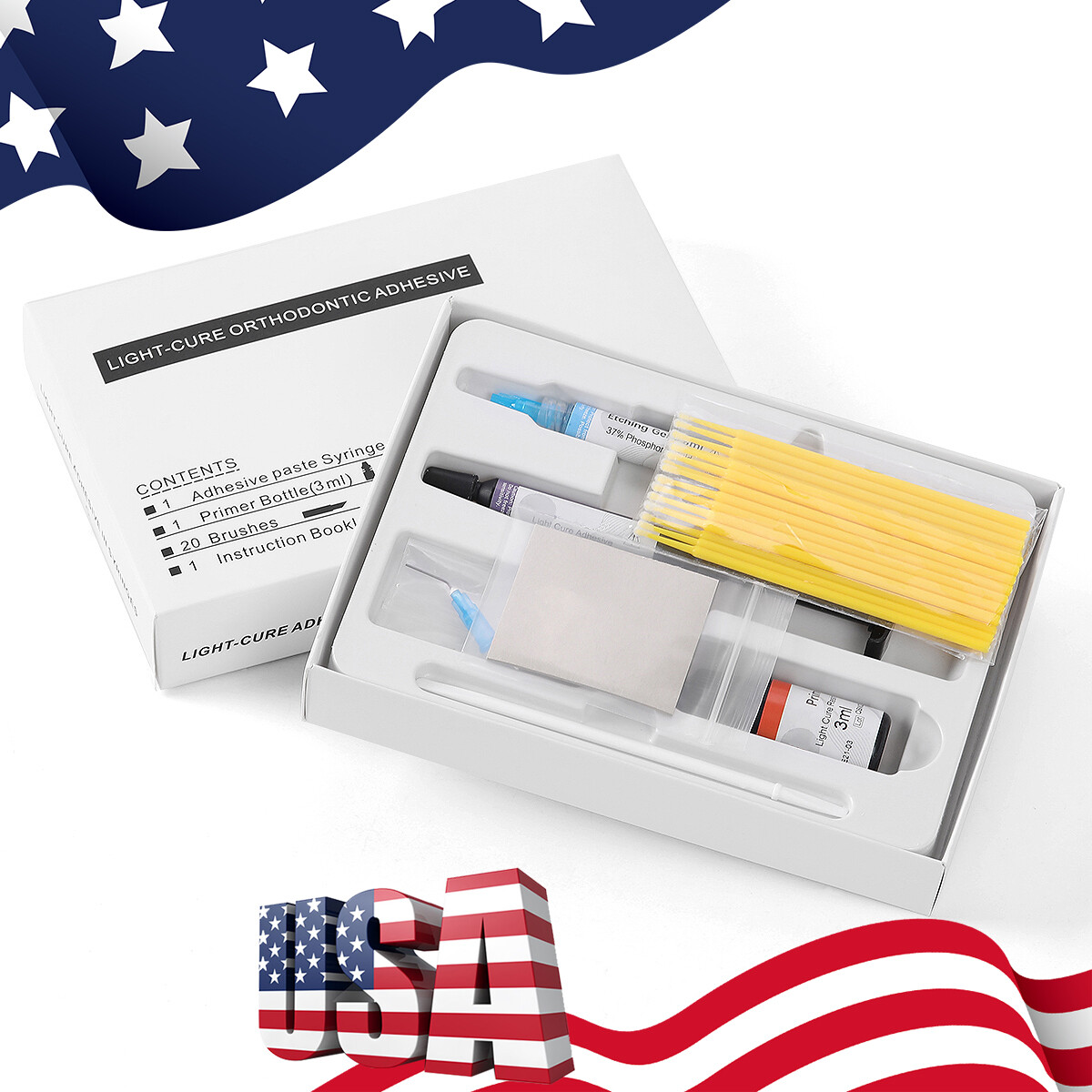Dental Light Cure Orthodontic Resin Bonding Bracket Adhesive Cure Bond Kit