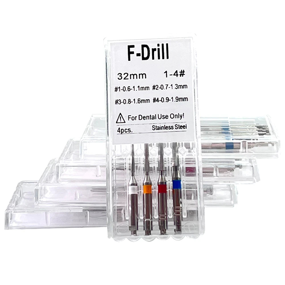 4 Pcs/Pack Dental Endo Stainless Steel Root Canal Fiber Post Drills Mixed Color