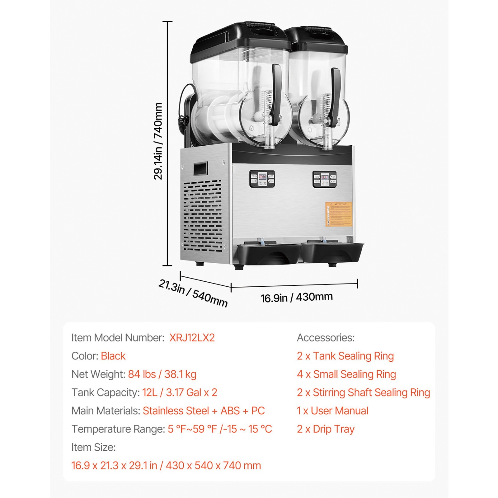 Uimoso Dual 12L Tank Frozen Beverage Machine for Slushies and Smoothies
