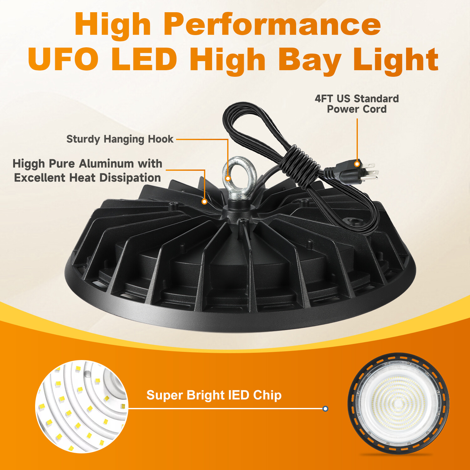 8 Pack 200W UFO Led High Bay Light Shop Industrial Commercial Factory Warehouse