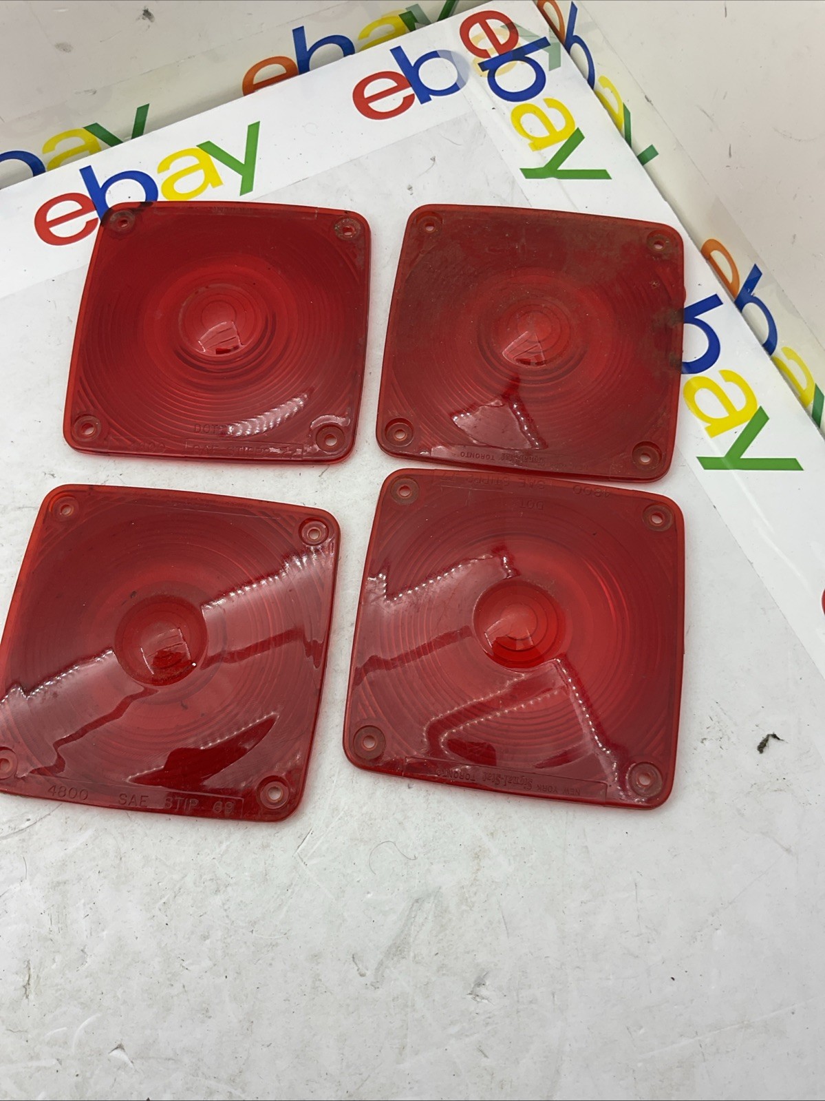 Signal-Stat 4800 RED Tail Light Lamp Lens 4-1/2″ Lot Of 4 Pieces Fast Shippin