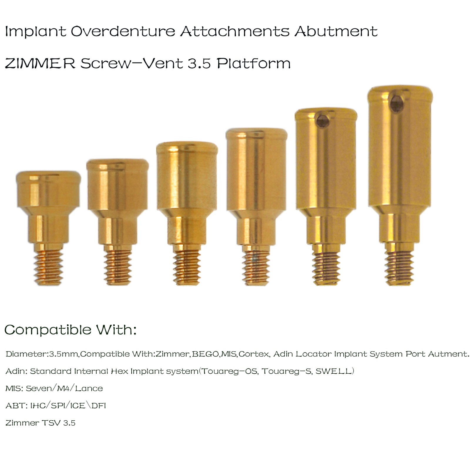 US Tapered Locator Abutment Internal triangle For Zimmer TSV 3.5 MIS Implants