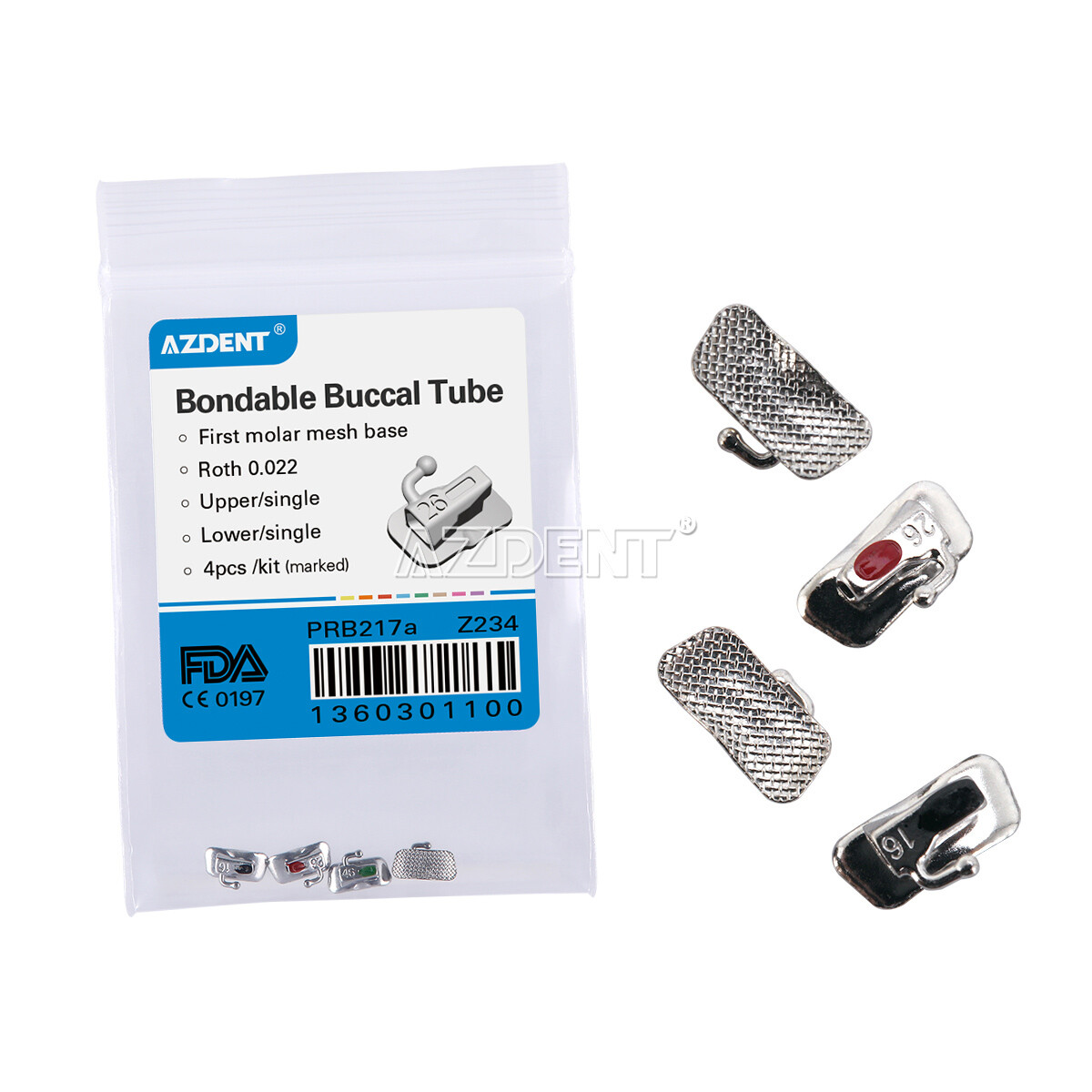 10X AZDENT Dental Ortho Buccal Tubes Bondable 1st/2nd Molar Roth/MBT 022