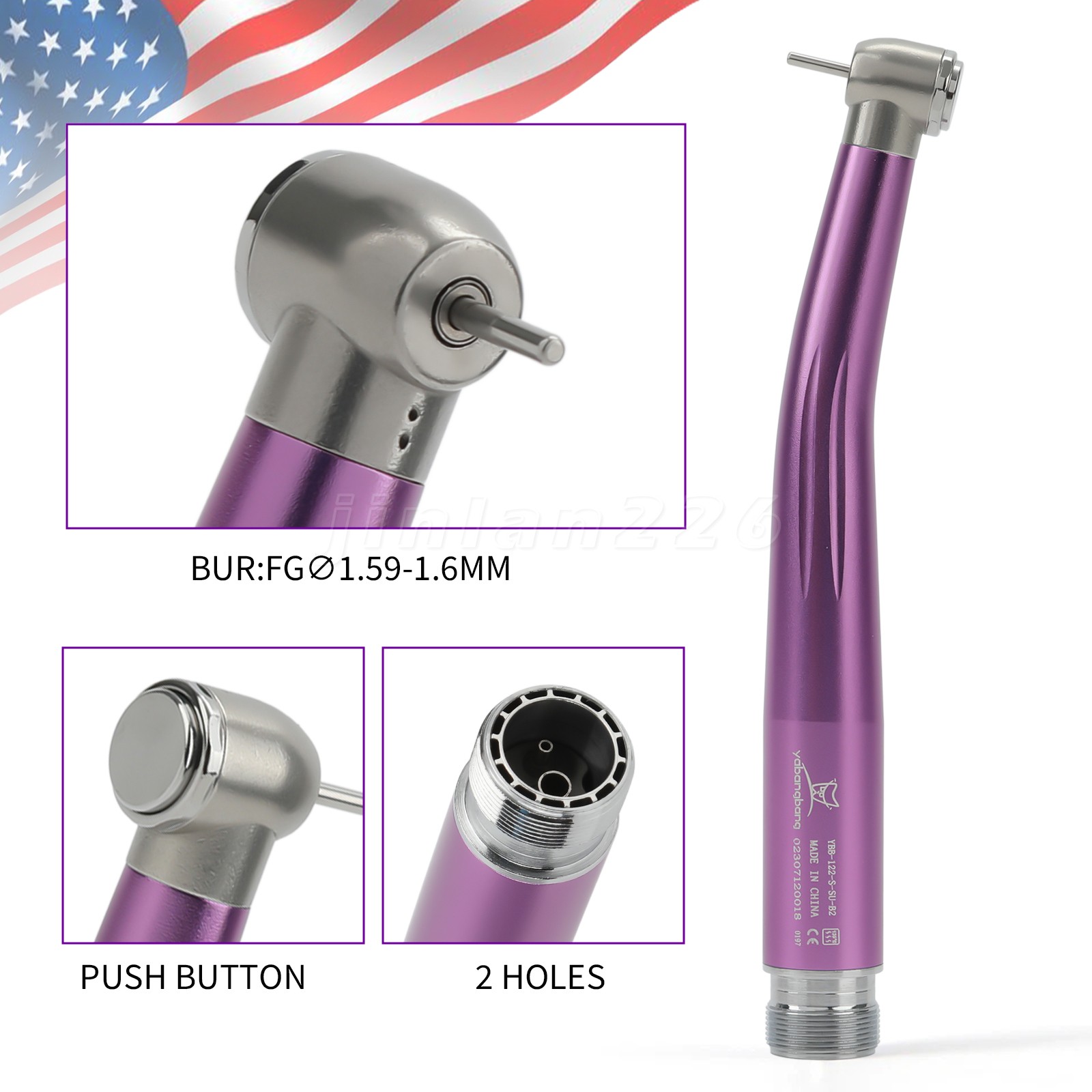1-10pcs NSK PANA MAX Style Dental High Speed Handpiece Turbine 2Holes Purple