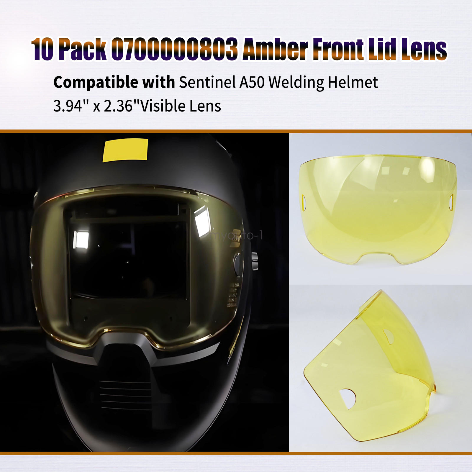 10 PACK 0700000803 Amber Front Cover Lens For ESAB Sentinel A50 Welding Helmet