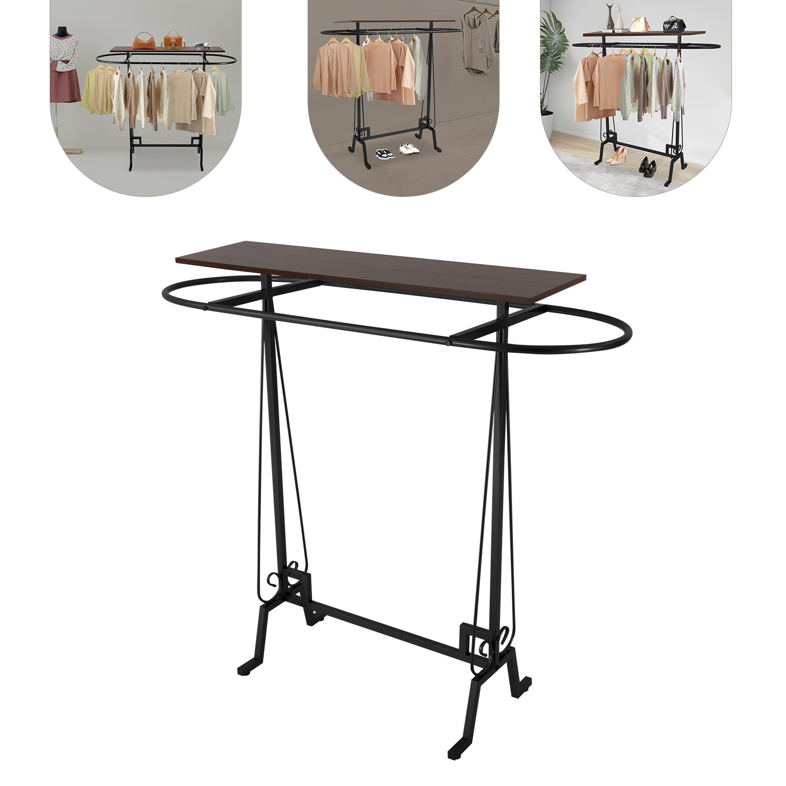 Clothing Display Stand, Clothing Rack, Commercial Clothes Hanging Rack Black