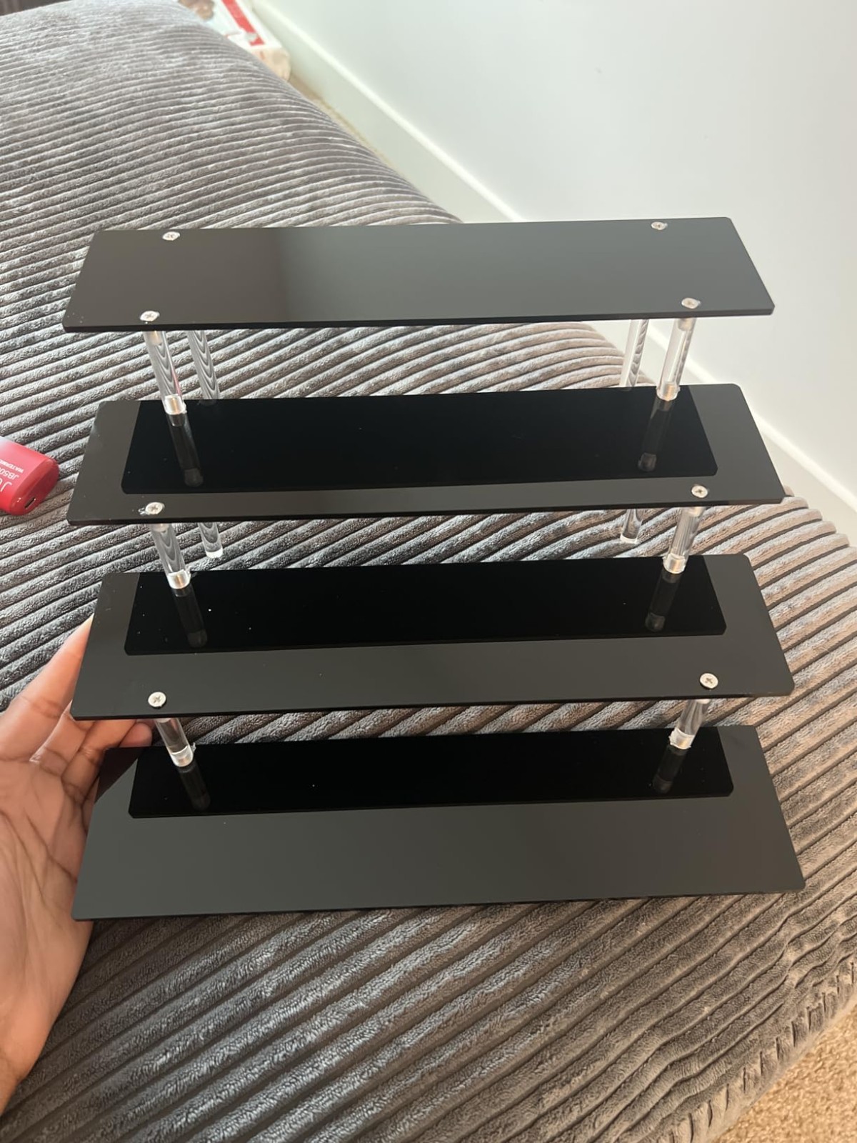 4 Tier Perfume Organizer Stand, Acrylic Risers 11.6 x 10.3 x 5.8 inches