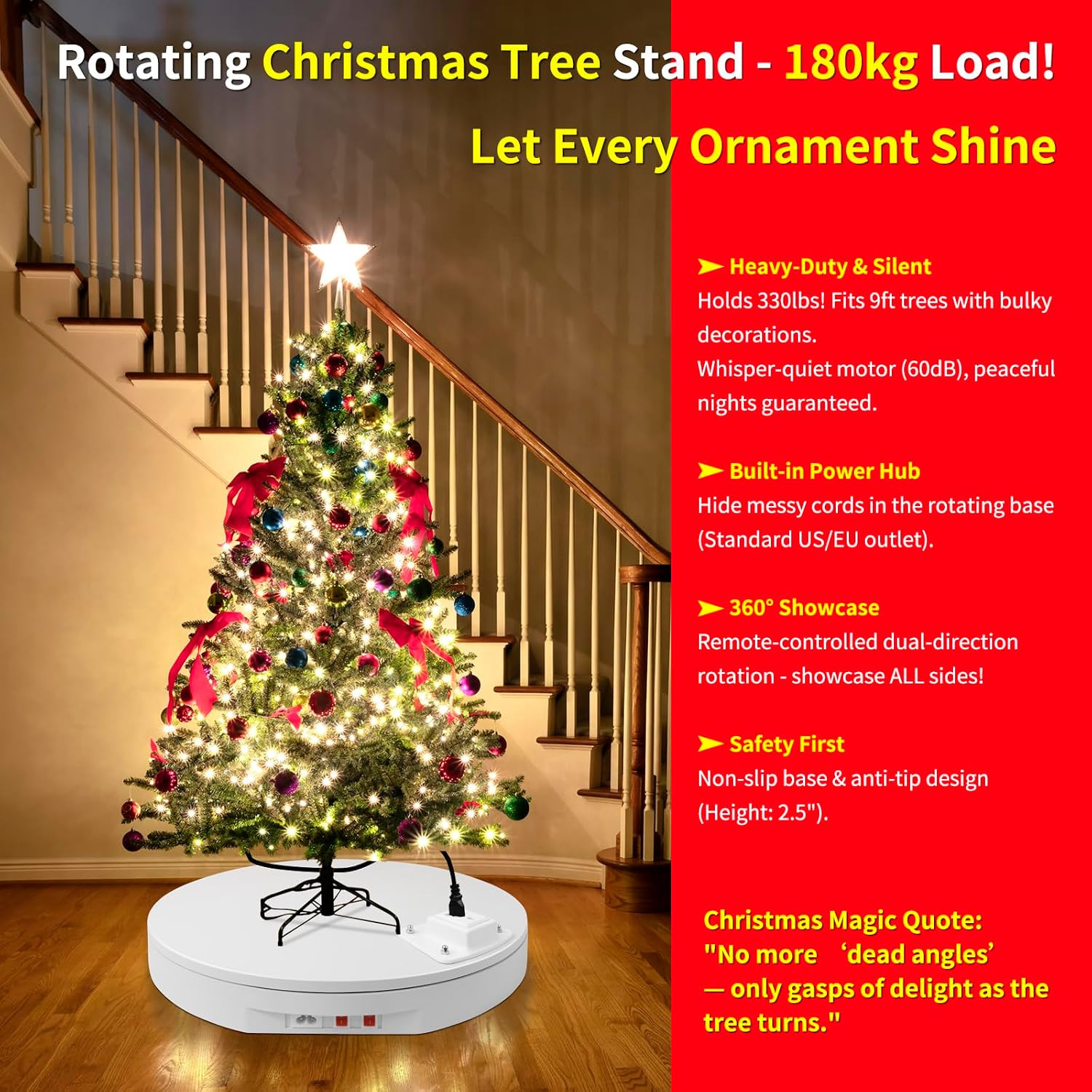 19.7In/50Cm Large Motorized Rotating Display Stand,400Lb Capacity Electric Rotar
