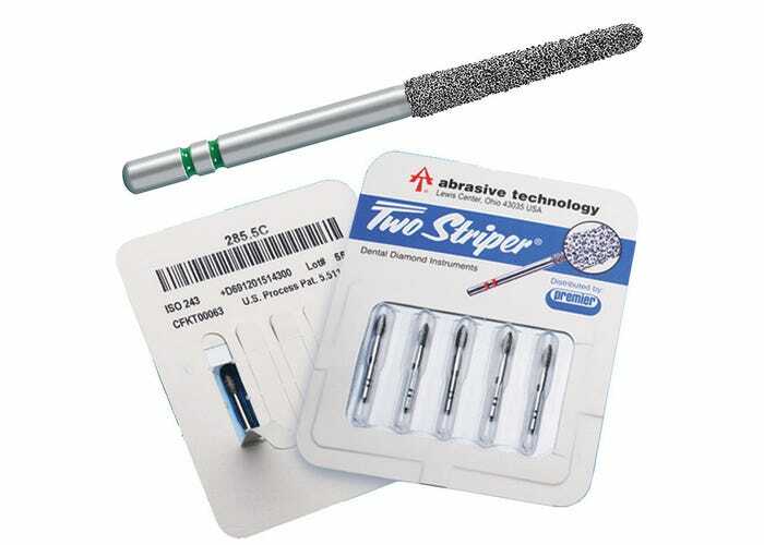 Abrasive Technology 701.7 FG Two Striper Flat End Taper Coarse Diamond Burs 5/Pk