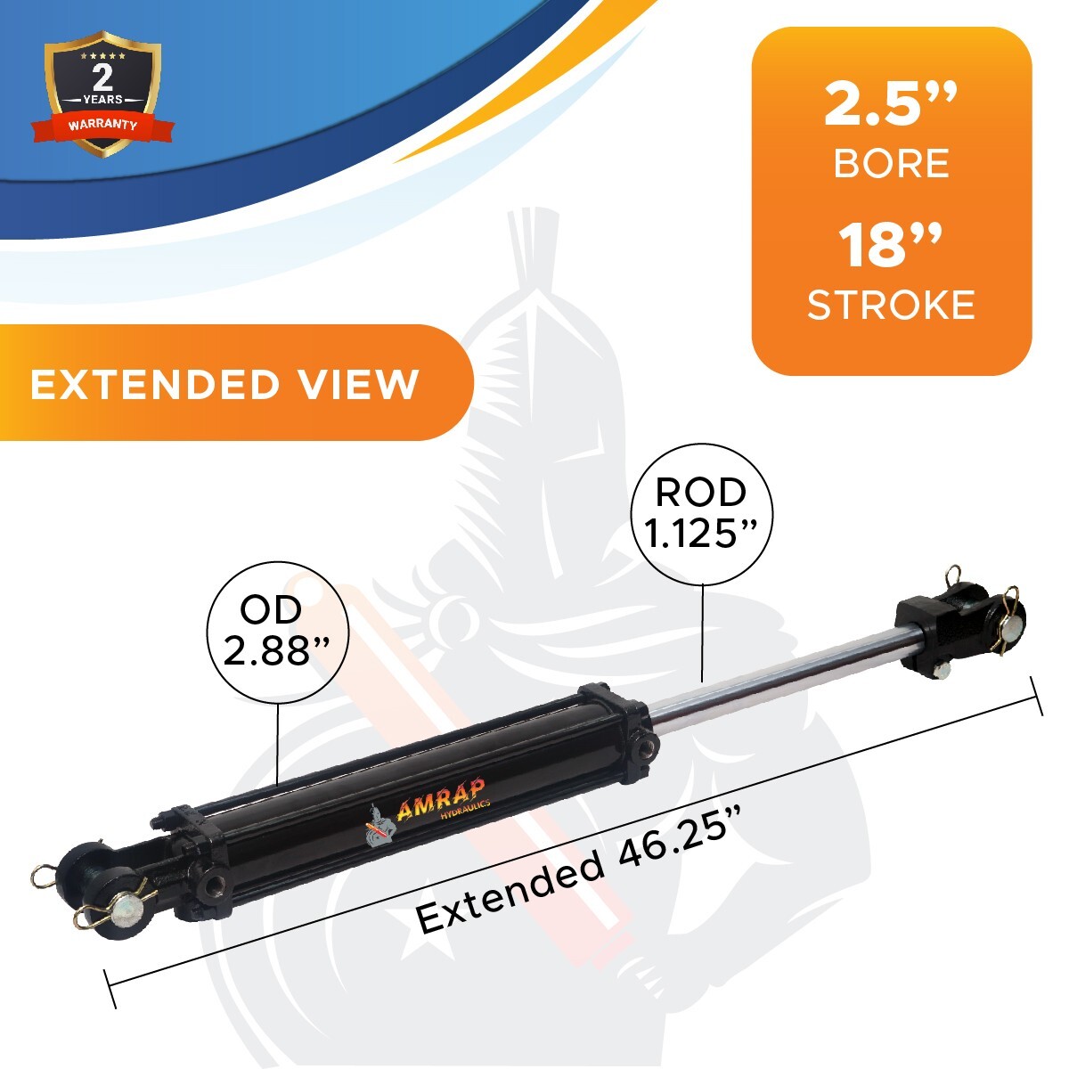 2.5×18 Hydraulic Cylinder-2.5″ Bore 18″ Stroke Double Acting Tie Rod Cylinder