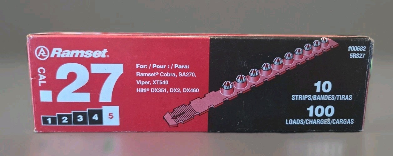 Ramset #00682/ 5RS27/ 0.27 Caliber Red Strip Loads (Pack of 100)