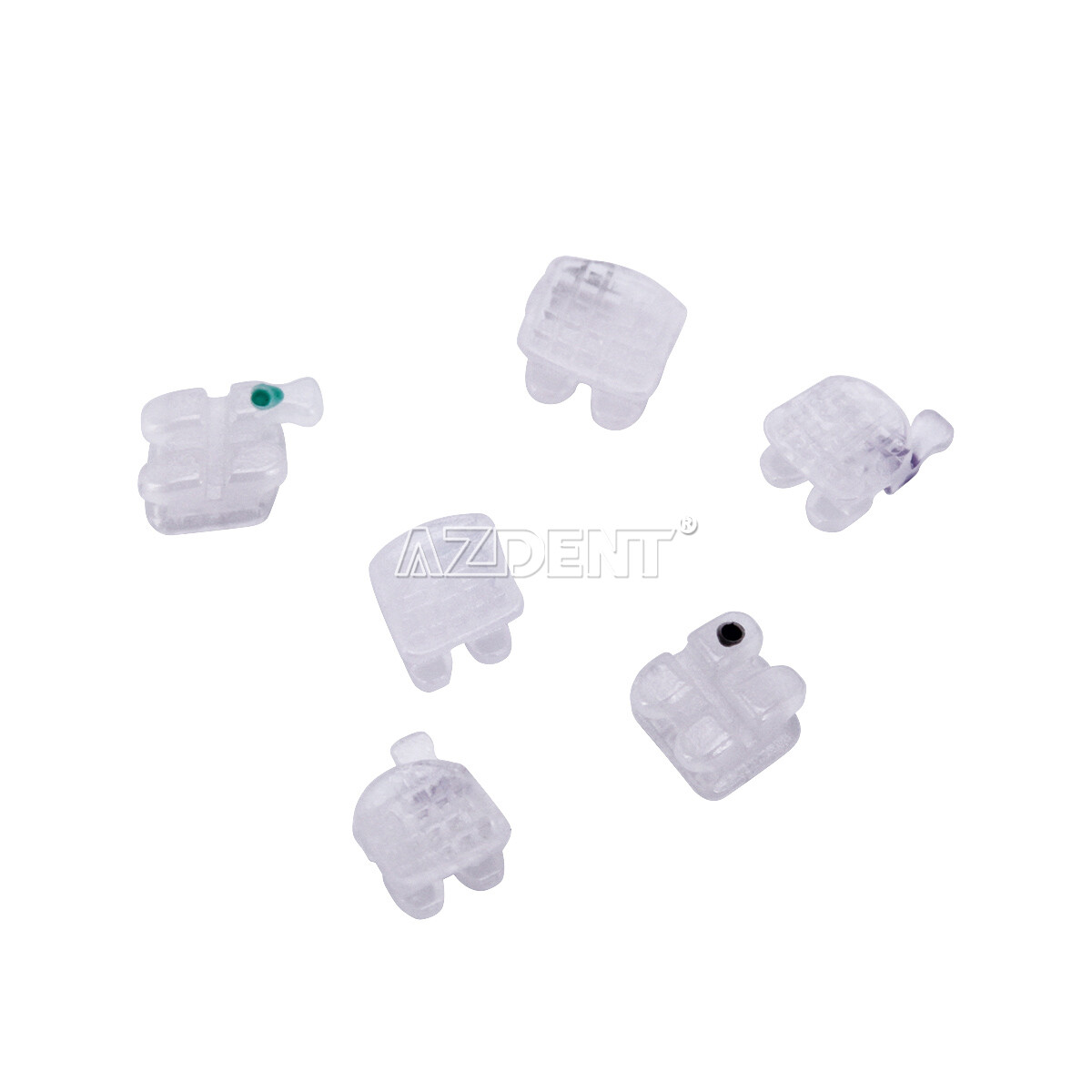AZDENT Dental Orthodontic Ceramic Brackets Braces Roth Slot.022 Hooks 3-4-5