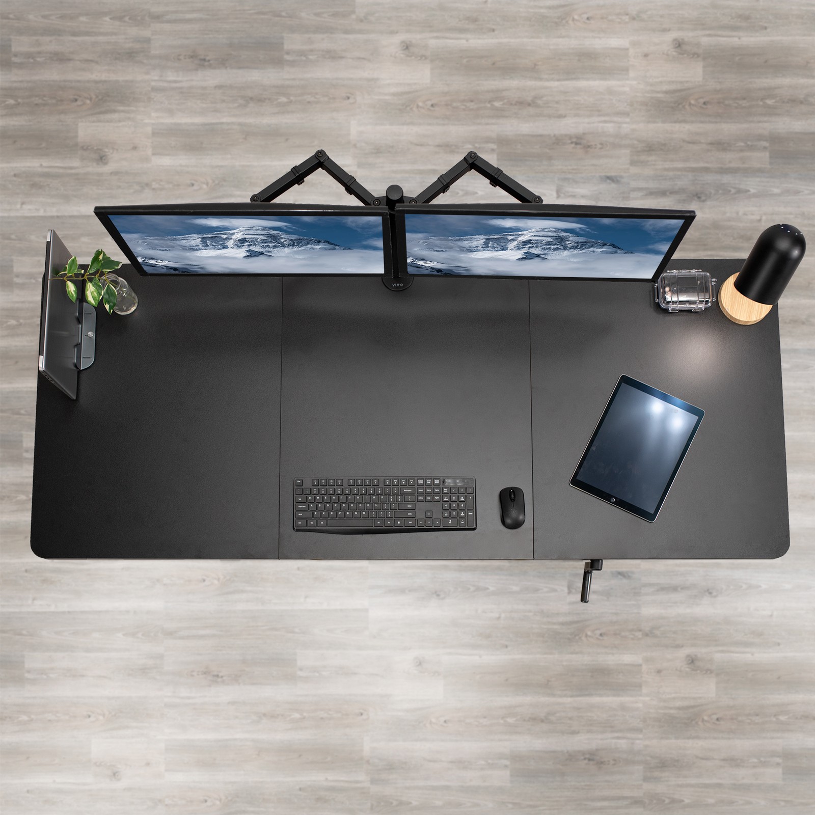 VIVO Manual 71” x 30” Stand Up Desk, Rustic Vintage Brown Table Top, Black Frame