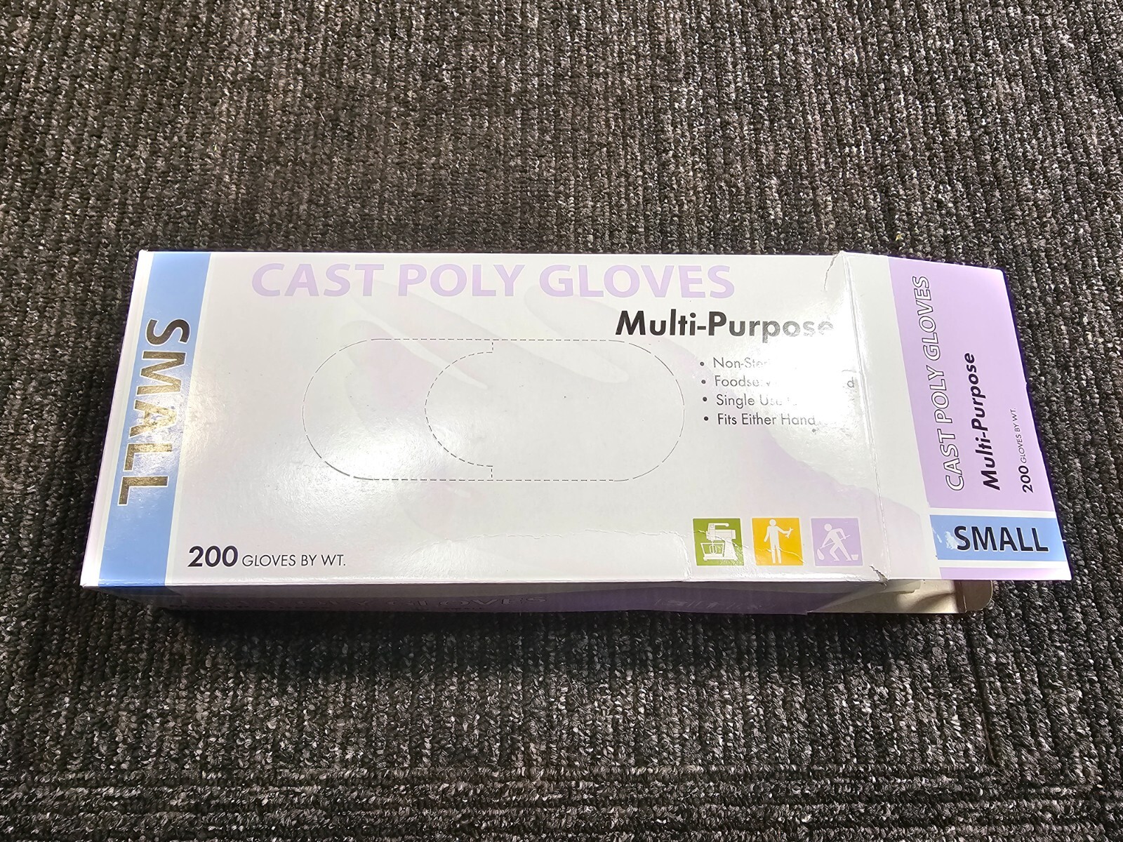 (QTY 1000) Cast Poly Multi-Purpose Powder Free Size Small Gloves, Disposable