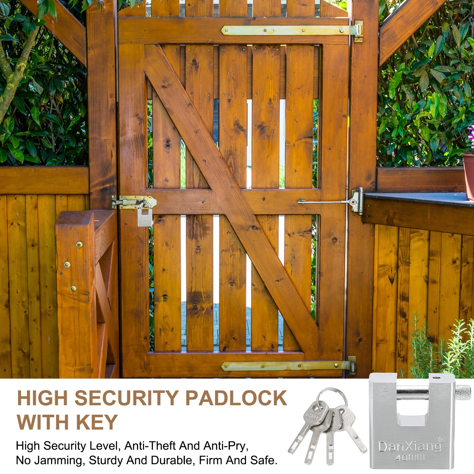 2Pcs 1.6″ High Security Padlock Steel D-Shaped Heavy Duty Locks 4 Keys