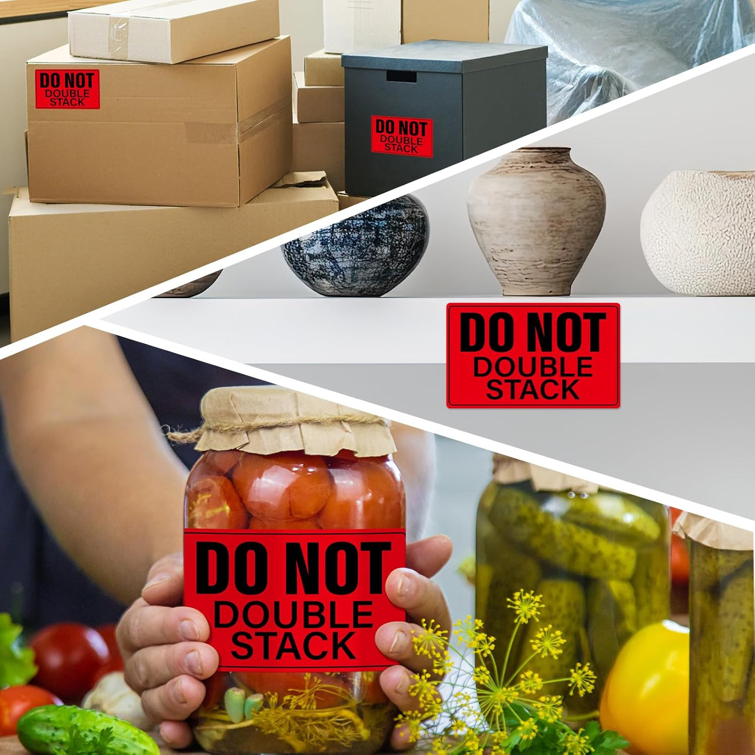 500 Pcs Do Not Double Stack Labels for Shipping Handling 3″ x 5″ Warning Stic…