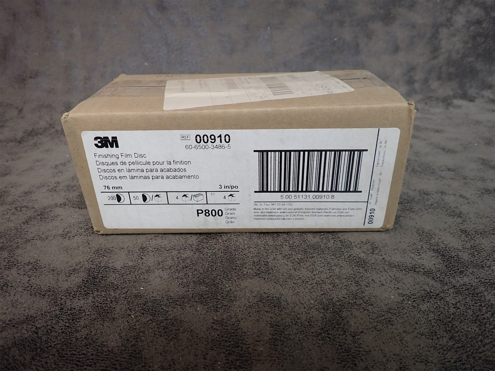 Case of 200 NEW 3M 00910 Hookit 260L Finishing Film Discs 3″ P800 Grit (O22)