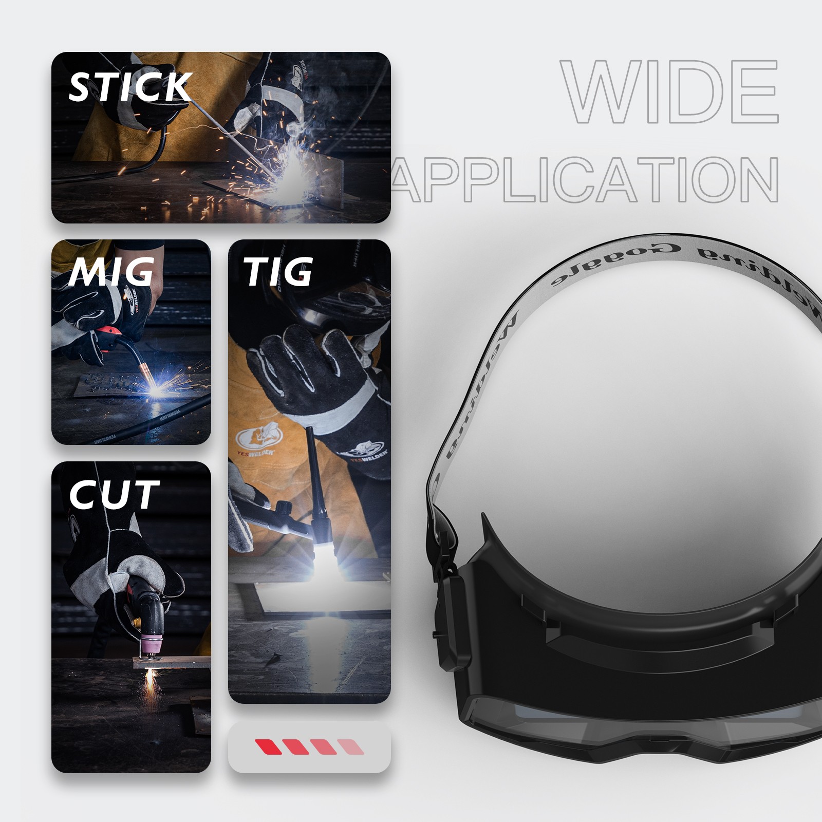 Auto Darkening Welding Goggles 4/5-9/13 TIG MIG ARC +Welding Gloves