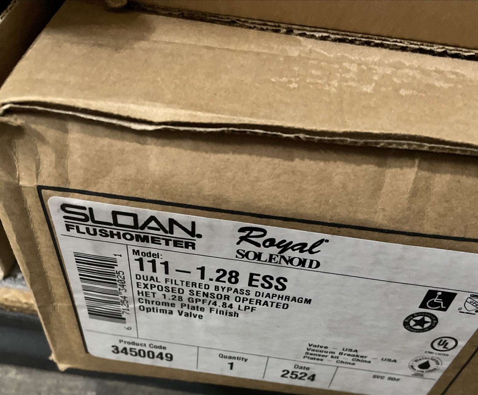 Sloan ROYAL 111-1.28 ES-S Low Consumption (1.28 gpf) Exposed Flushometer Chrome