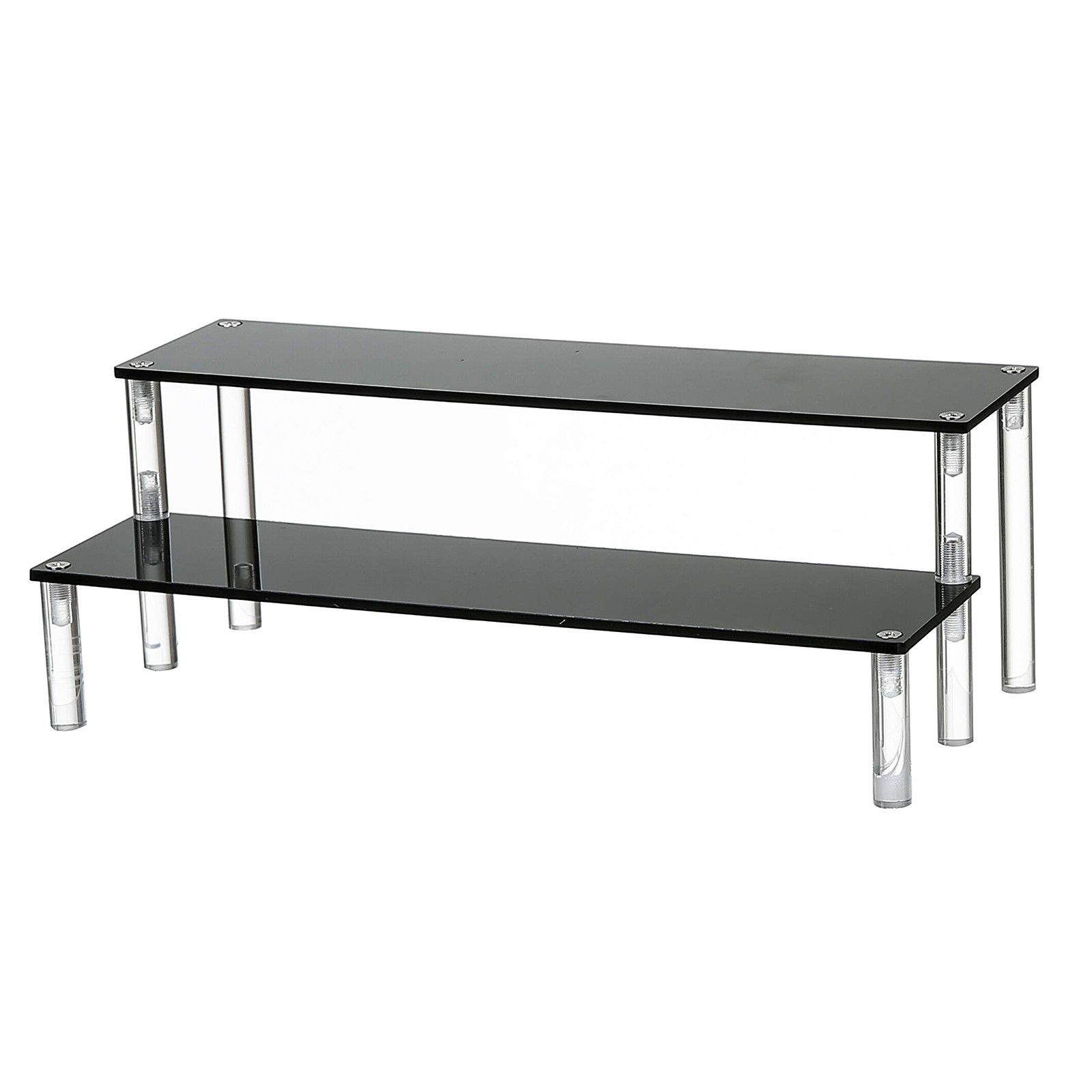 2 Tier Black Acrylic Display Stand for Pop Figures and Knick Knacks Sturdy an…