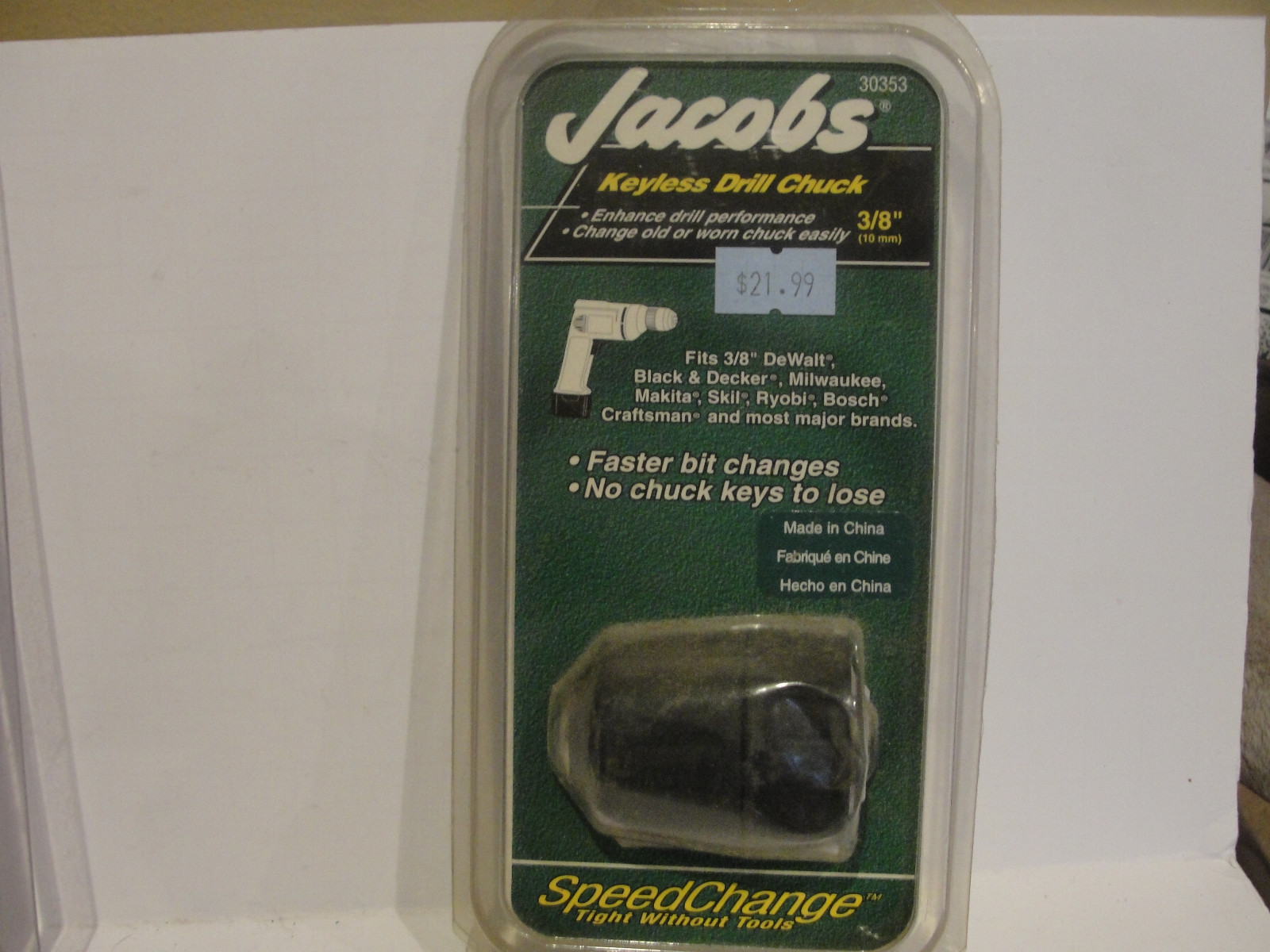Jacobs 30353 Keyless Chuck for Corded & Cordless Drills, 3/8″