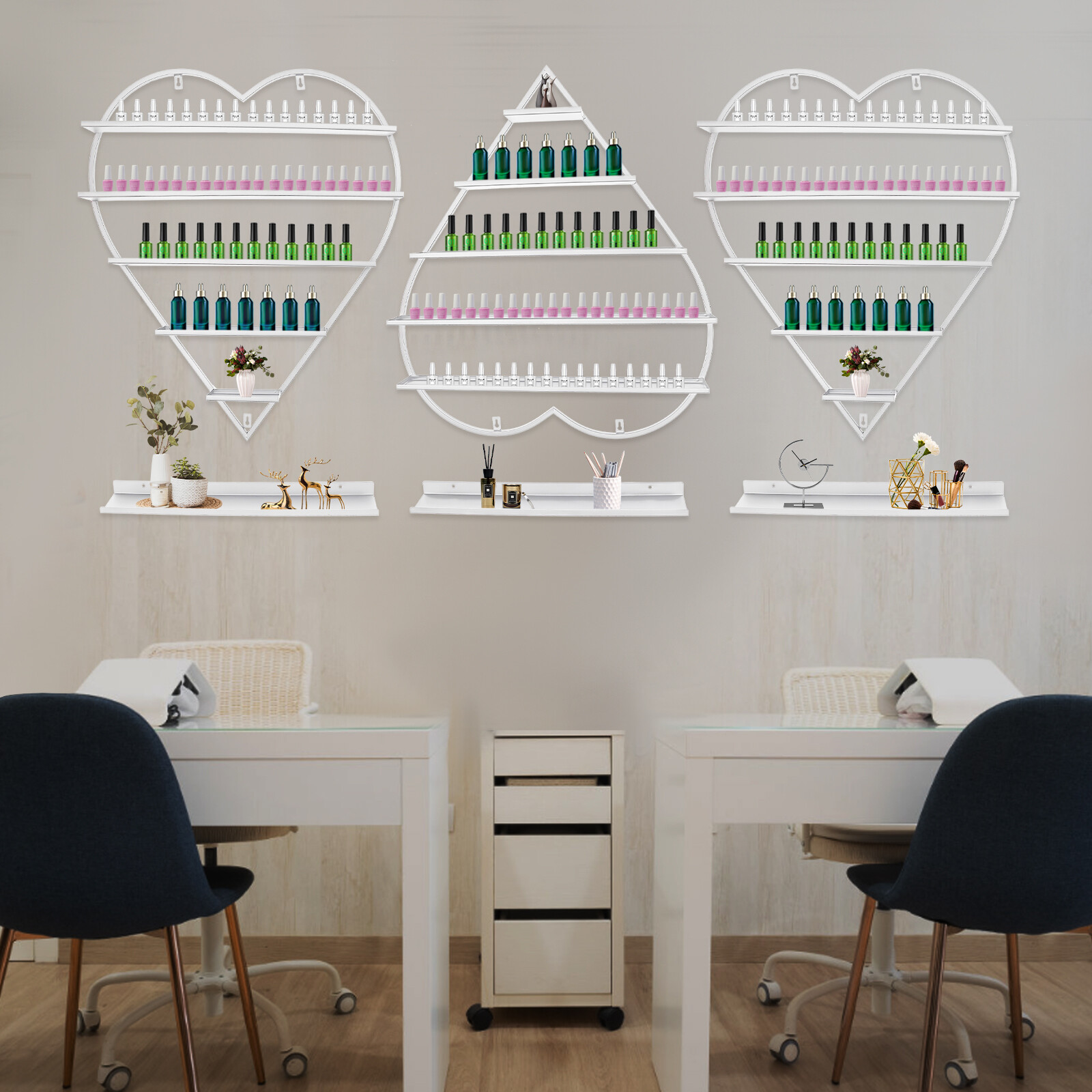 White Wall Nail Polish Storage Racks Heart-shaped Display Rack Polish Organizer