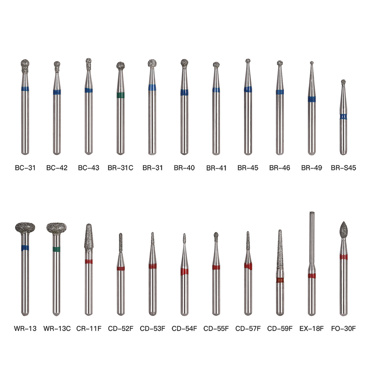 100pcs Dental Diamond Burs For High Speed Handpiece Medium Friction Grip 1.6mm