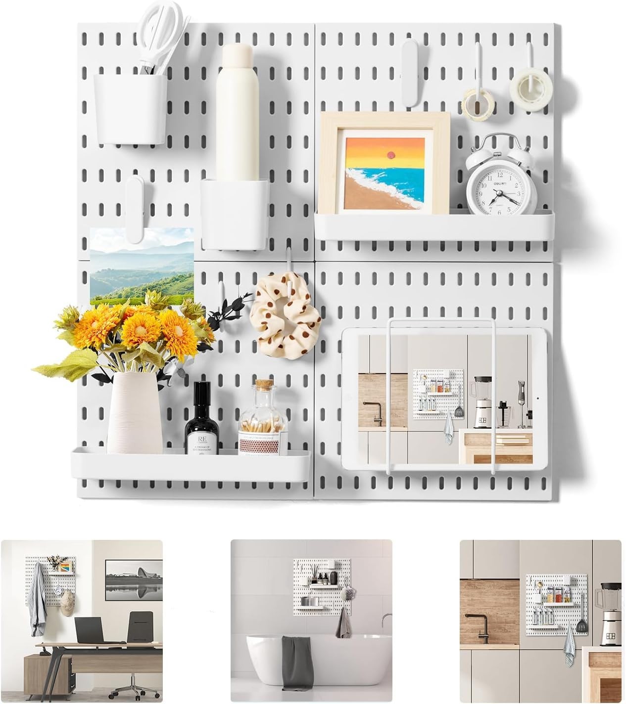 Pegboard Combination Wall Organizer Kit, 4 Pieces Pegboards and 17 Accessorie…