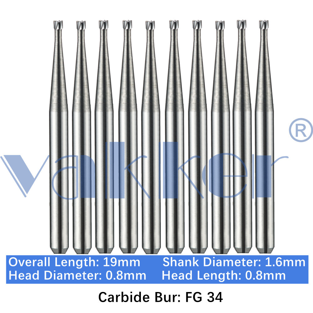 Vakker Dental Carbide Burs FG 34 Friction Grip 10/pk