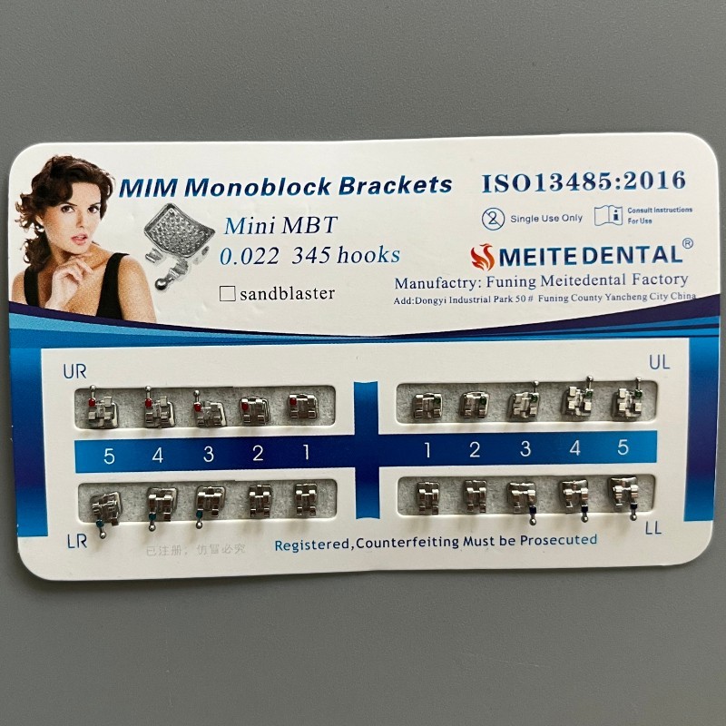 20 Sets Dental Metal Brackets MIM Monoblock Mini MBT 022 345 hooks Mesh Base