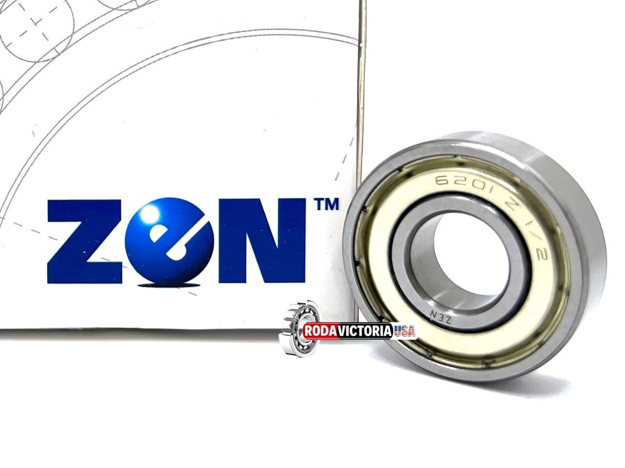 ZEN 6201 8 ZZ BALL BEARING, METAL SHIELDED, SPECIAL BORE 1/2″ 6201-1/2 465898