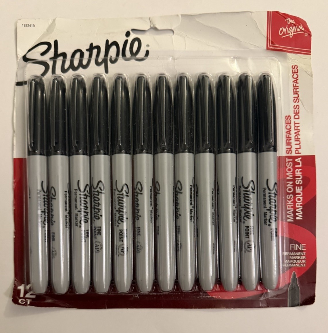 Sharpie Permanent Markers, Fine Point, Black, 12 Count NEW & SEALED