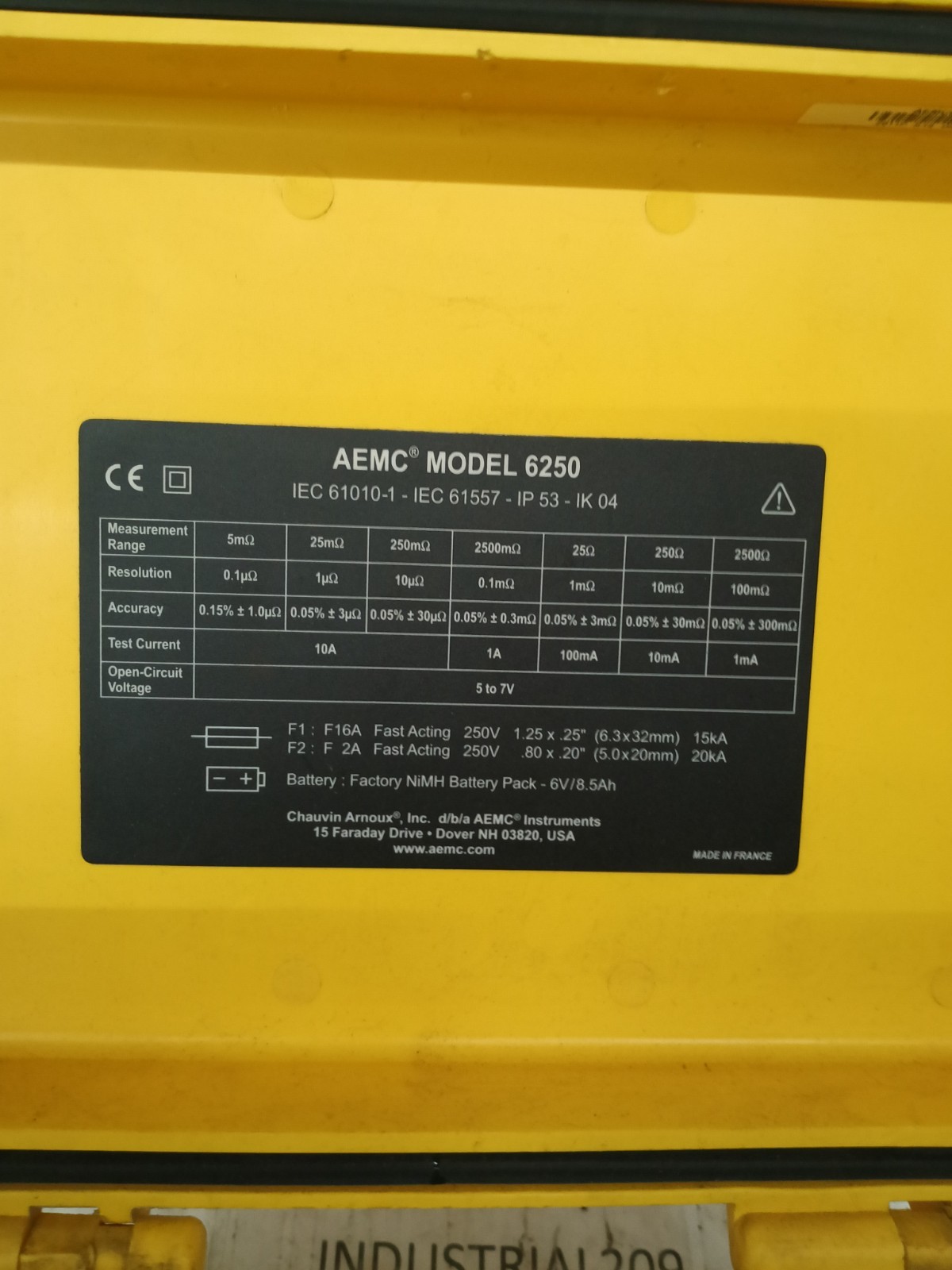 AEMC MICRO-OHMMETER 6250 (NO POWER CORD)