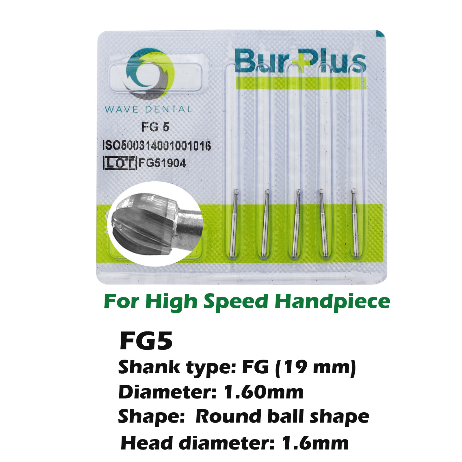 WAVE Dental Carbide Burs Round FG 1/4 1/2 2 4 6 8 Prima For High Speed Handpiece