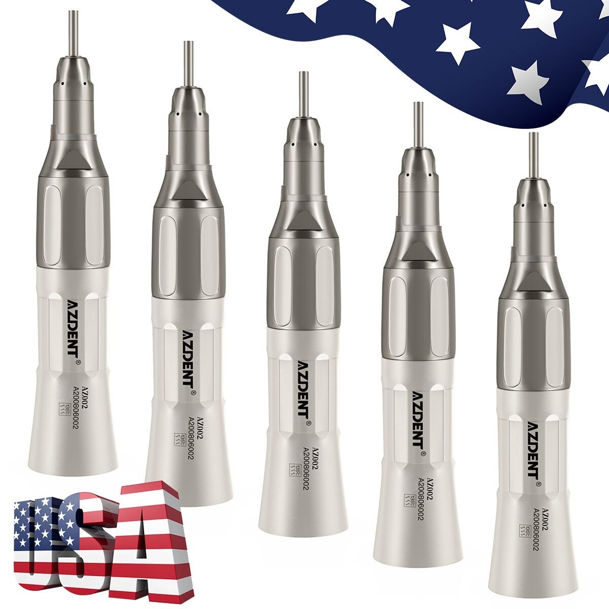 US 5X AZDENT Dental Slow Low Speed Straight Nose Cone Handpiece